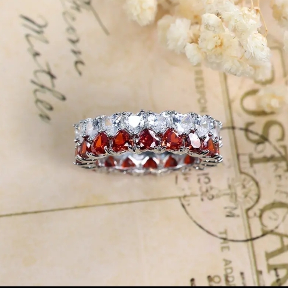 New women's red heart rhinestone ring - Picture 4 of 4
